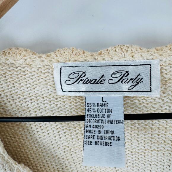 Vintage Private Party Ramie Cotton Floral 3D Knit Cardigan Sweater L Grannycore - Picture 3 of 10